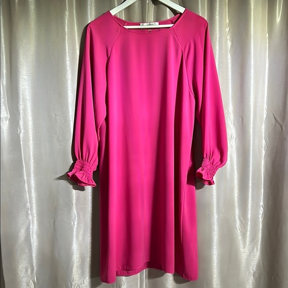 Jones Studio Pink Sheath Dress with Bishop Sleeves - Picture 1 of 5